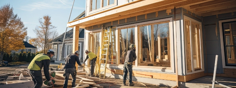 Construction team onsite collaborating on project